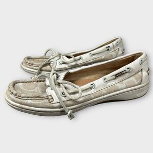 Coach Richelle Topsider Boat Shoe Womens Size 6 (6B) Parchment (Cream) Monogram